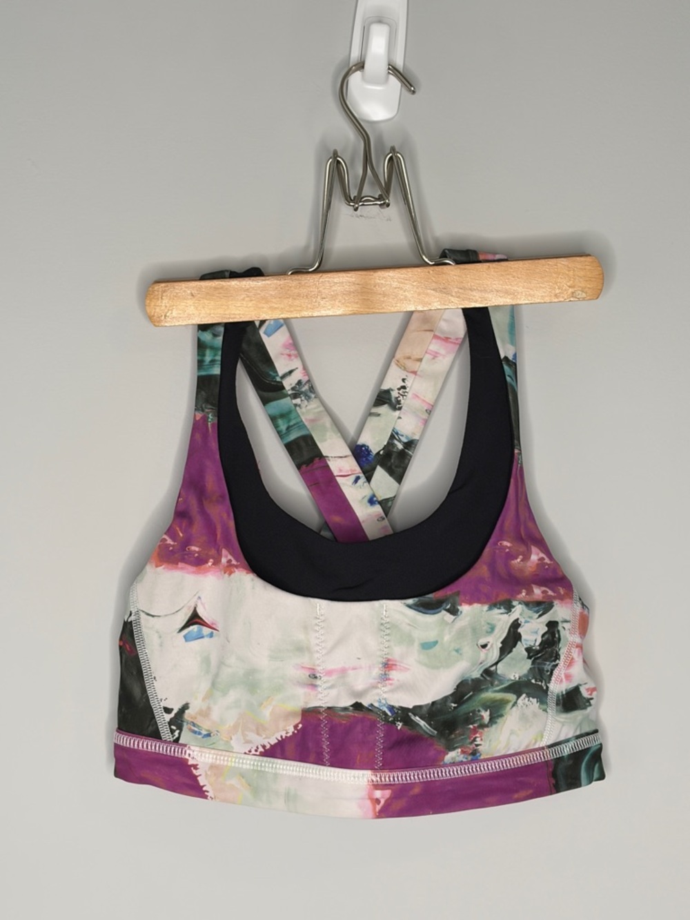 3 for $25 lululemon Multicolor Abstract Print Sports Bra with Purple Accents